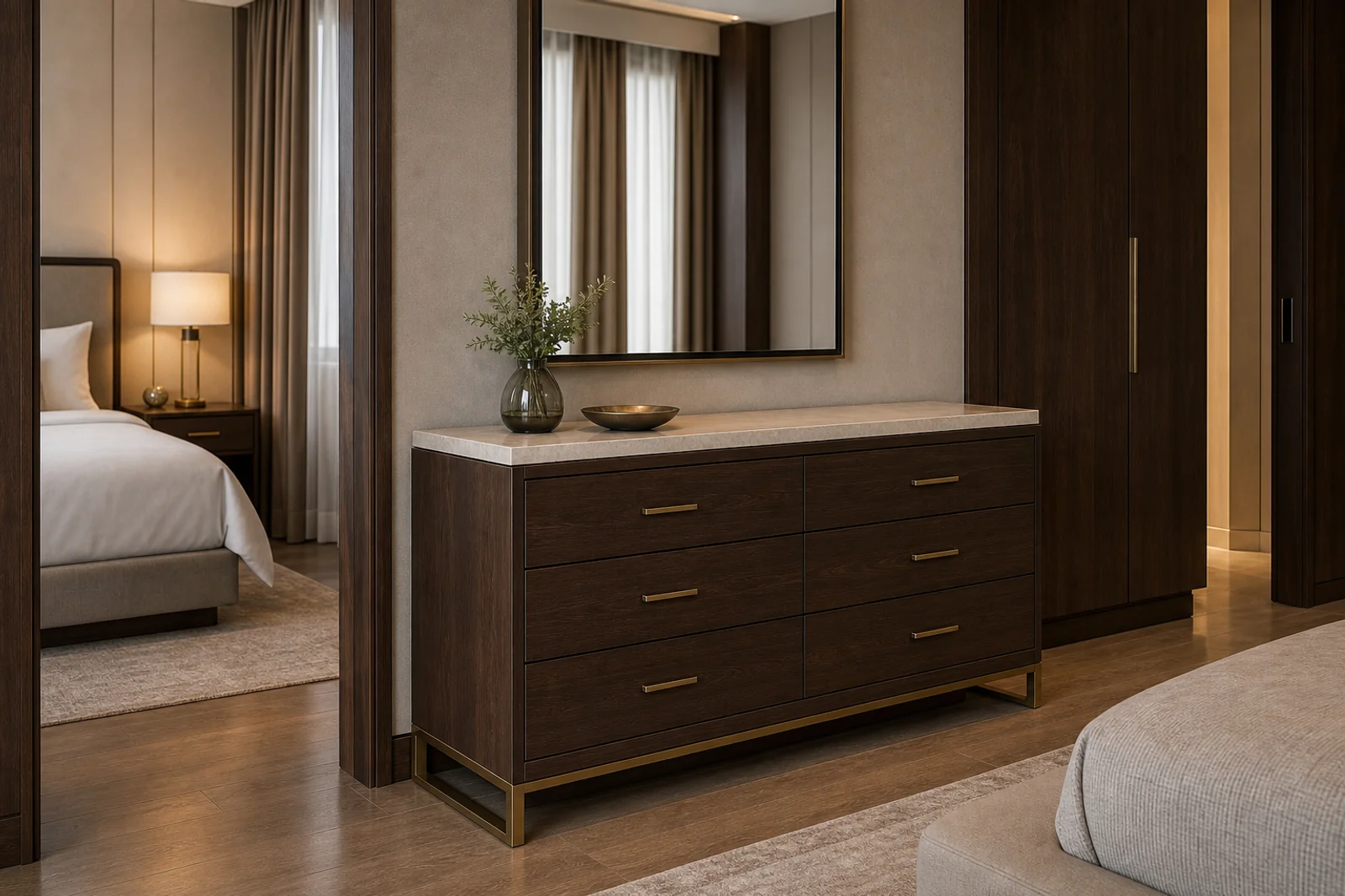 Dresser shown in a hospitality interior