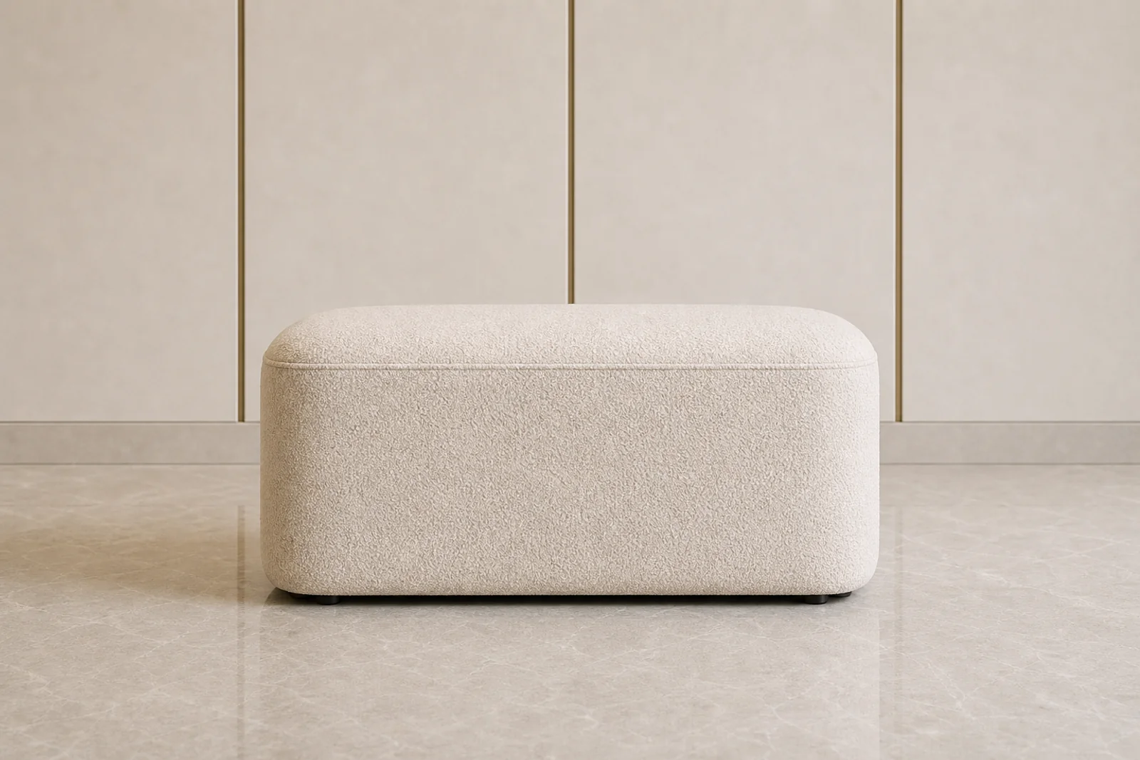 Upholstered Pouf profile and construction view