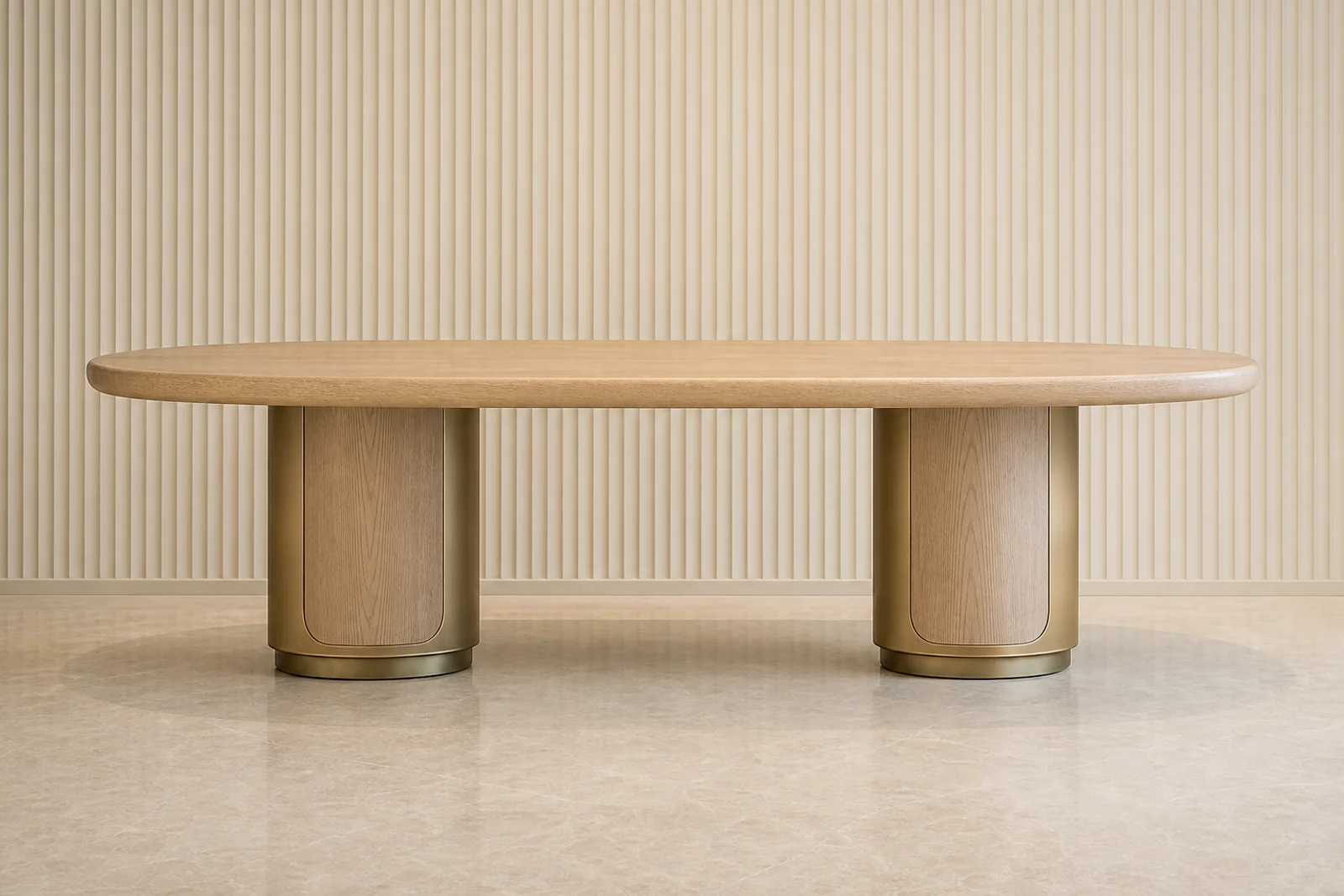 Oval Oak Dining Table profile and construction view