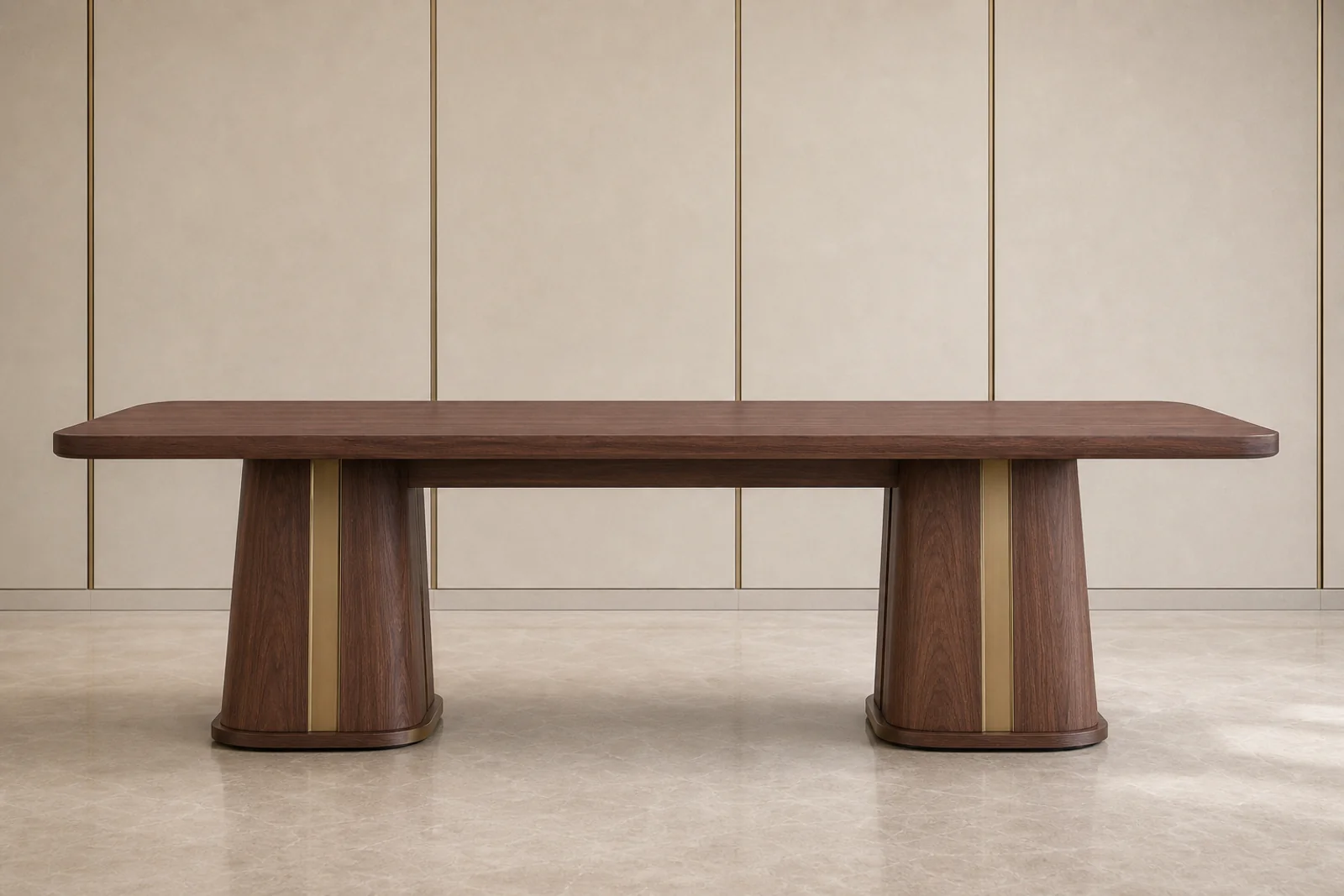 Rectangular Walnut Dining Table profile and construction view