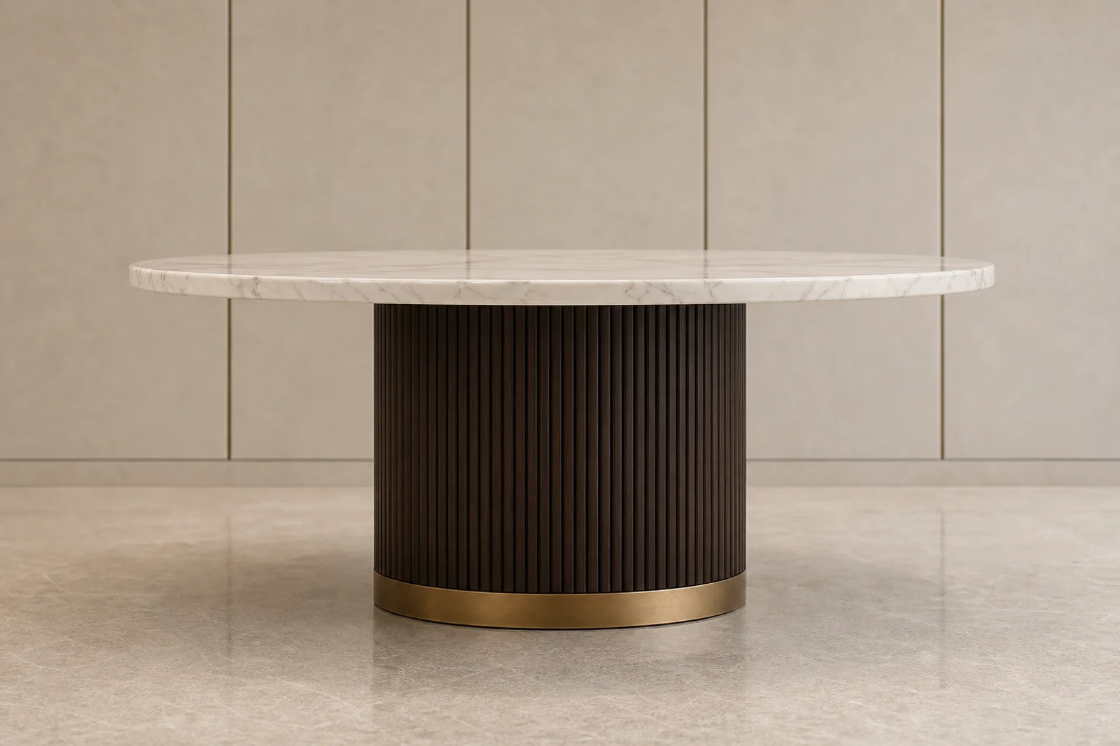 Round Marble Dining Table profile and construction view