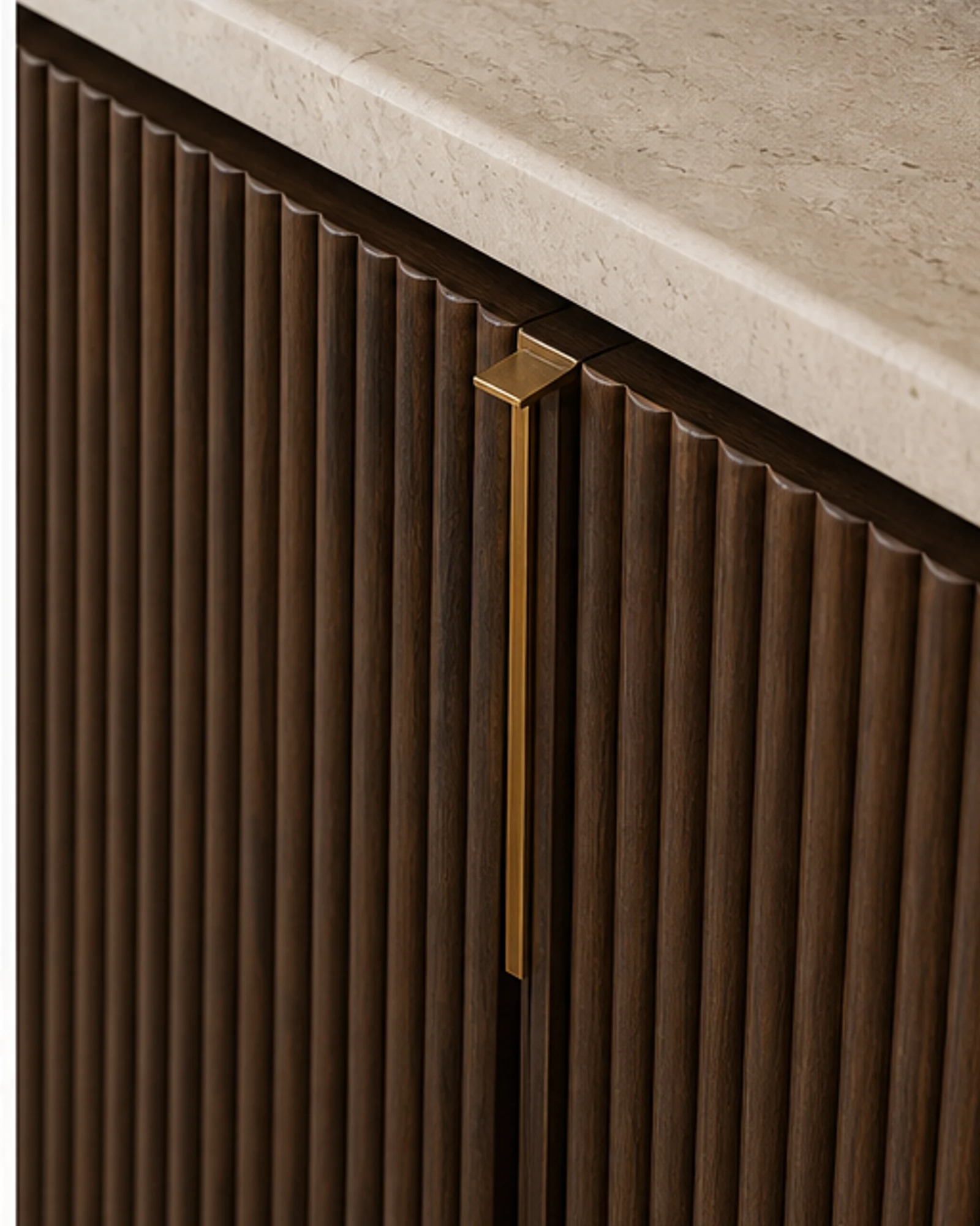 Fluted Media Console profile and construction view