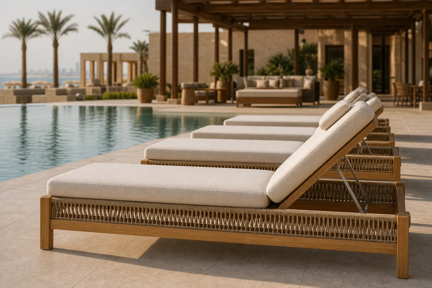 Gulf Pool Chaise Lounger shown in a hospitality interior