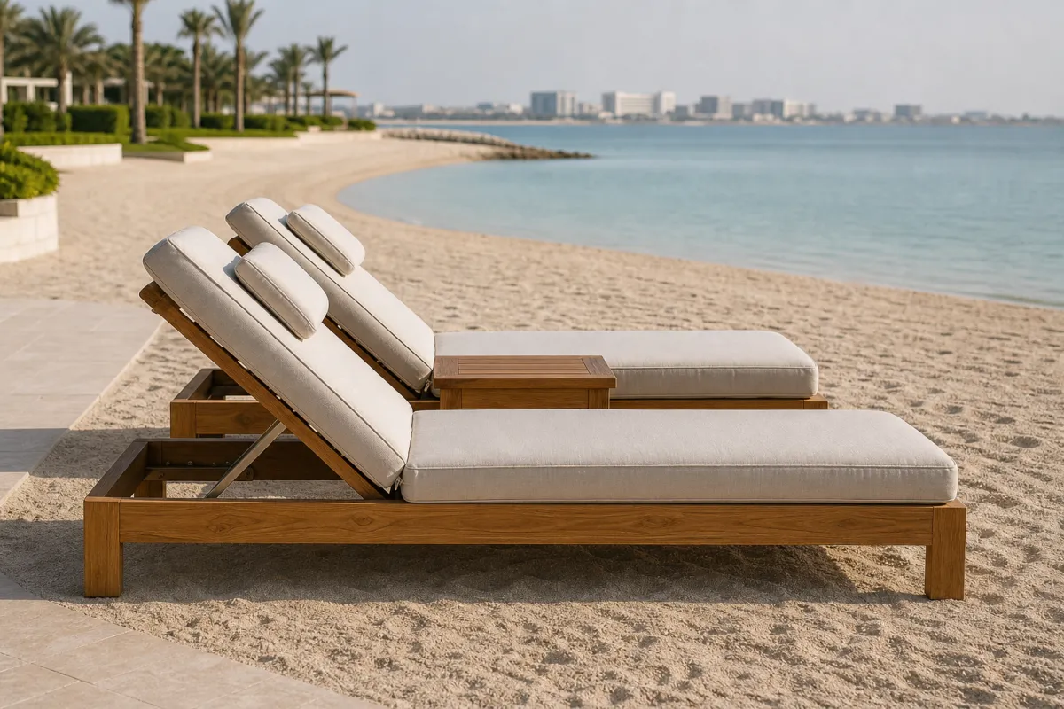 Private Beach Lounger Pair profile and construction view