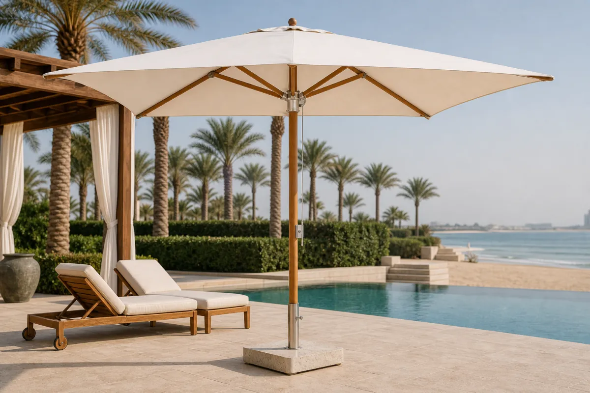 Wooden Resort Umbrella profile and construction view