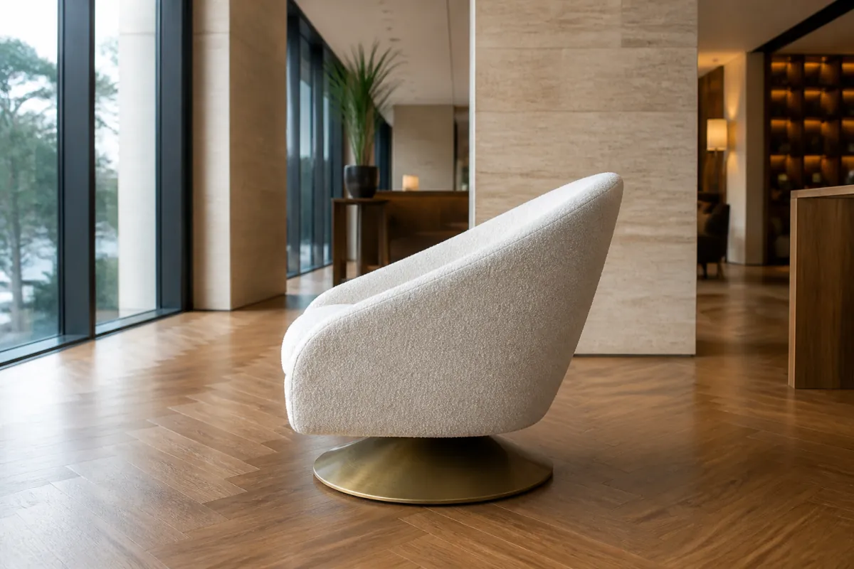 Lobby Lounge Swivel Chair profile and construction view